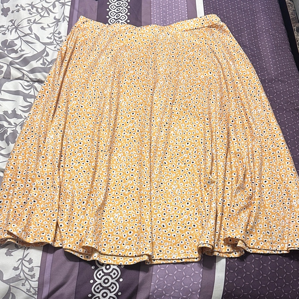 Tickled Teal Dotted Yellow Skater Skirt